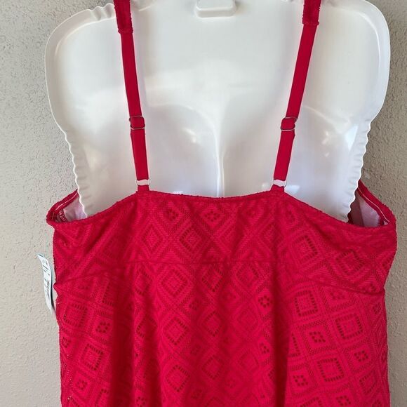NWT Swim Solutions Coral Orange One Piece Swim Suit Size 22W - Picture 5 of 6